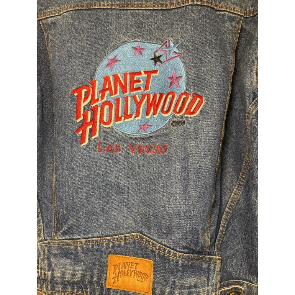 PLANET HOLLYWOOD Las‎ Vegas Vintage 90s Denim Trucker Jacket Classic Sz S Cotton